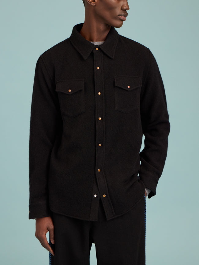 God's True Cashmere - Cashmere Shirt | Size: M - Black - ABASK