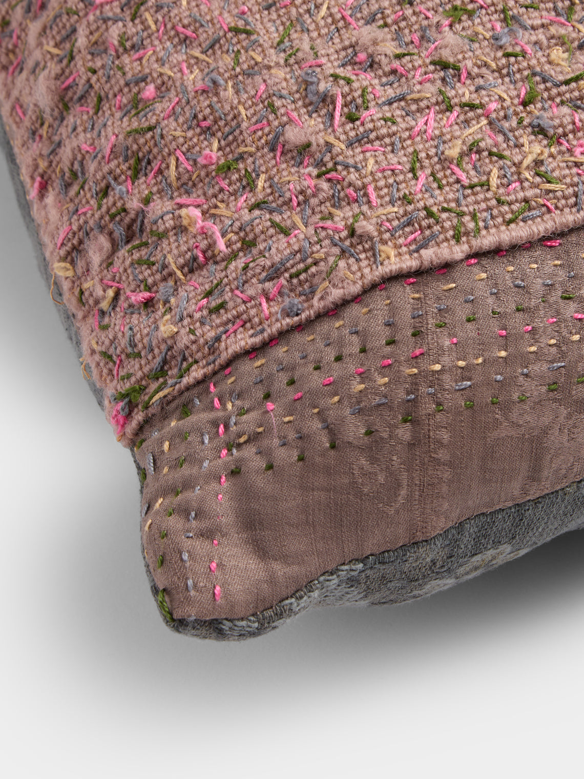 By Walid - 19th-Century Needlepoint Wool and 1920s French Jacquard Cushion (19in/48cm) - Multiple - ABASK