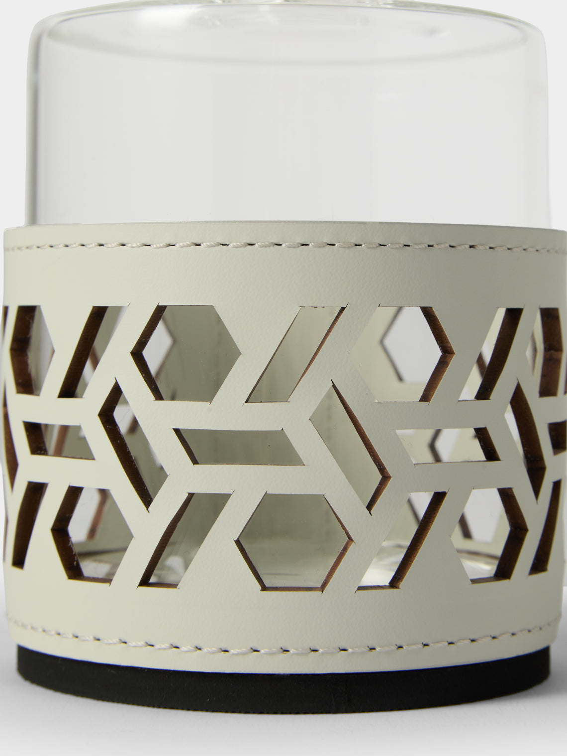 RUDI - Imperia Glass and Leather Low Cruet - White - ABASK