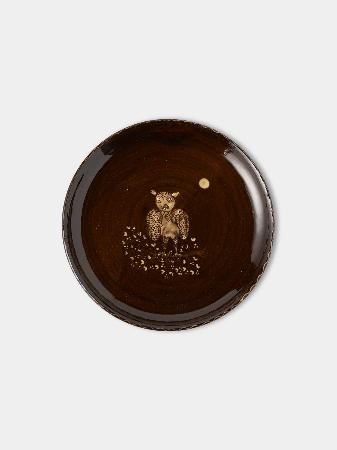 Poterie d’Évires - Animals Hand-Painted Ceramic Plates – 9.5in/24cm (Set of 8) - Dark brown - ABASK