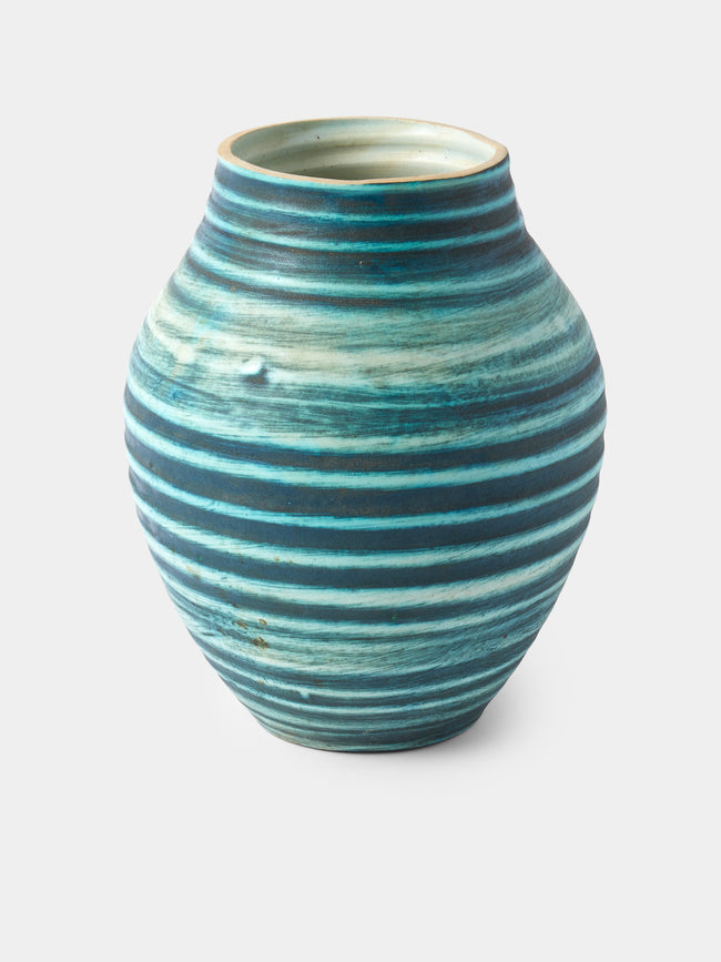 Antique and Vintage - 1950s Accolay Ribbed Vase - Blue - ABASK - 