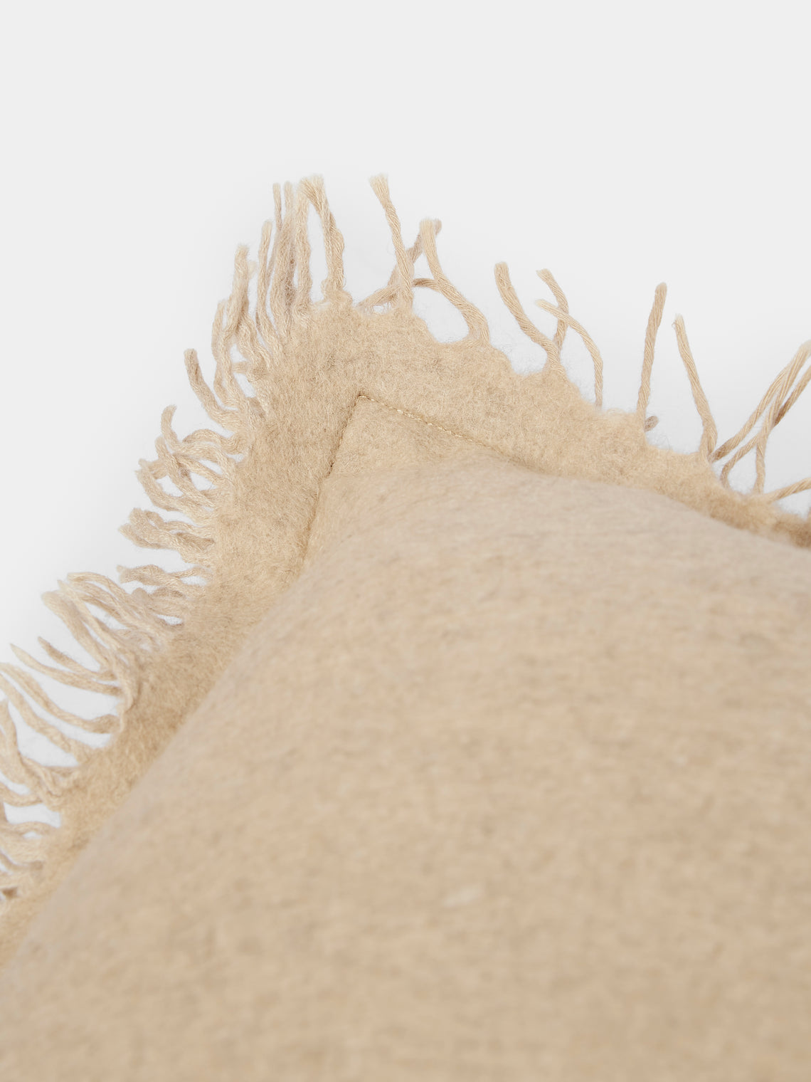 Norlha - Felt Straw Yak and Silk Cushion (27.5in/70cm) - Beige - ABASK