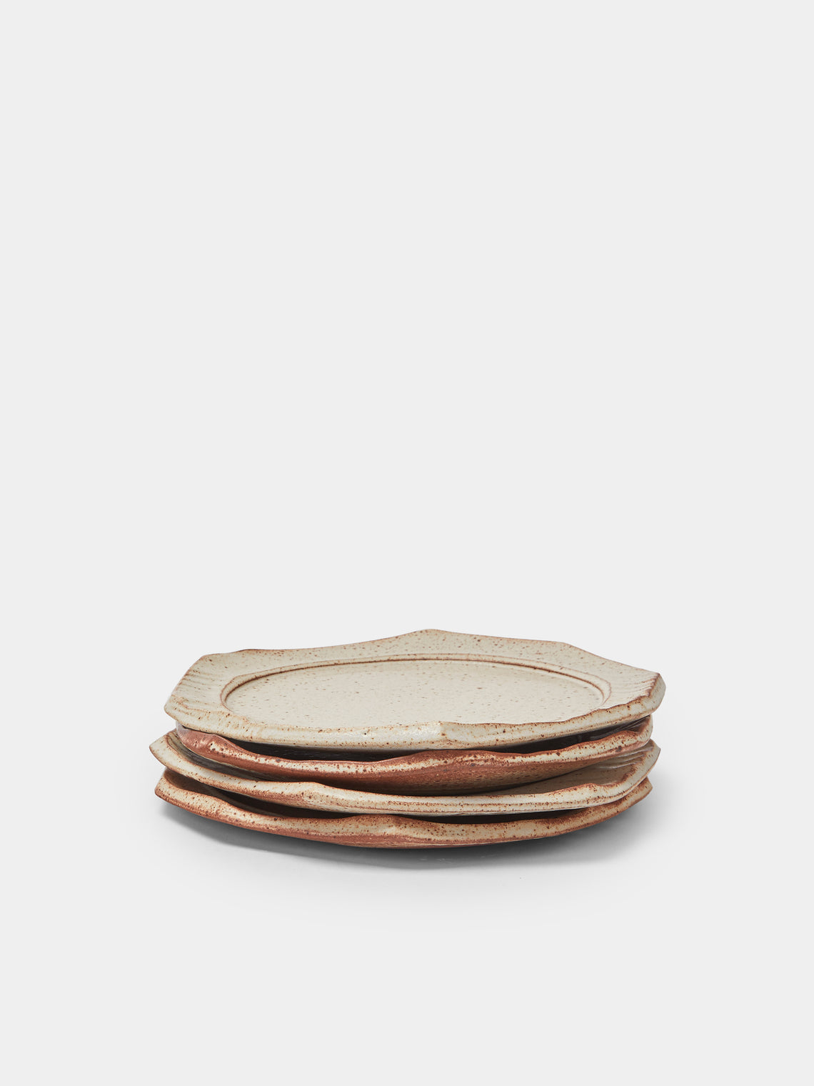 Adam Ross - Hand-Thrown Ceramic Faceted Plates 9.5in/24cm (Set of 4) - Beige - ABASK