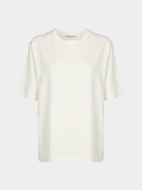Arch4 - Golden Baby Goat Cashmere Oversized T-Shirt | Size: M - Cream - ABASK - 