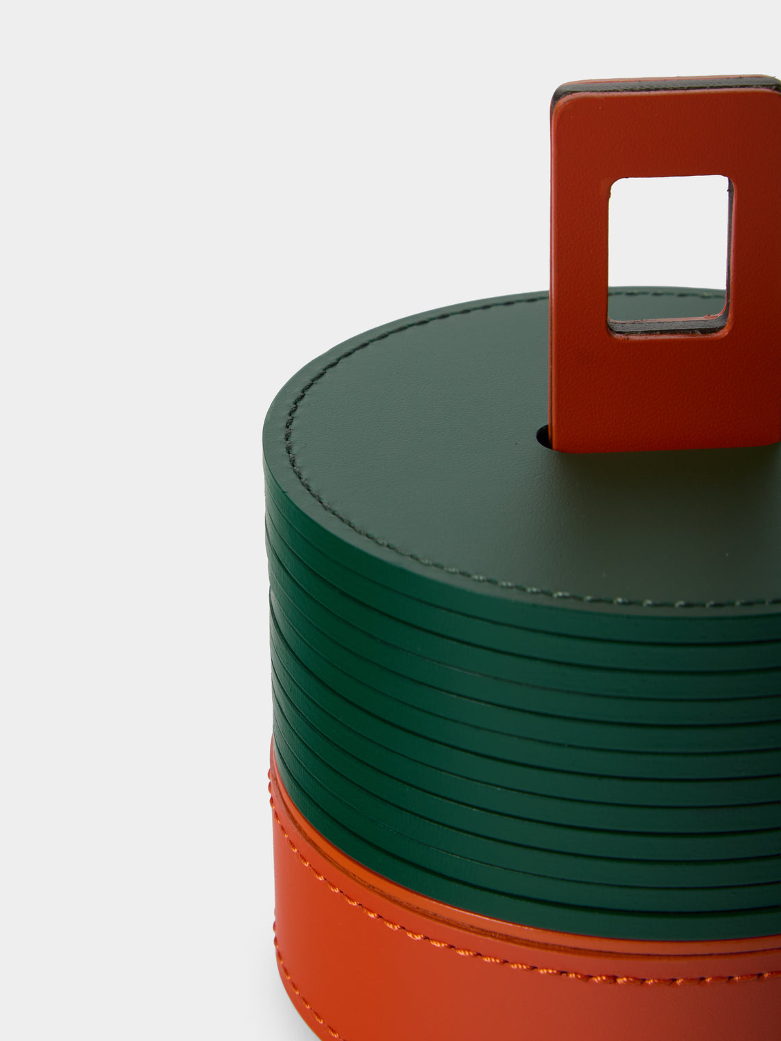 RUDI - | Set of 12 | Nautilus Leather Coasters with Holder - Green - ABASK