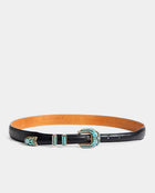 Mahnaz Collection - Women's Vintage 1970 Virgil Dishta Silver and Turquoise Ranger Belt - Black - ABASK - 