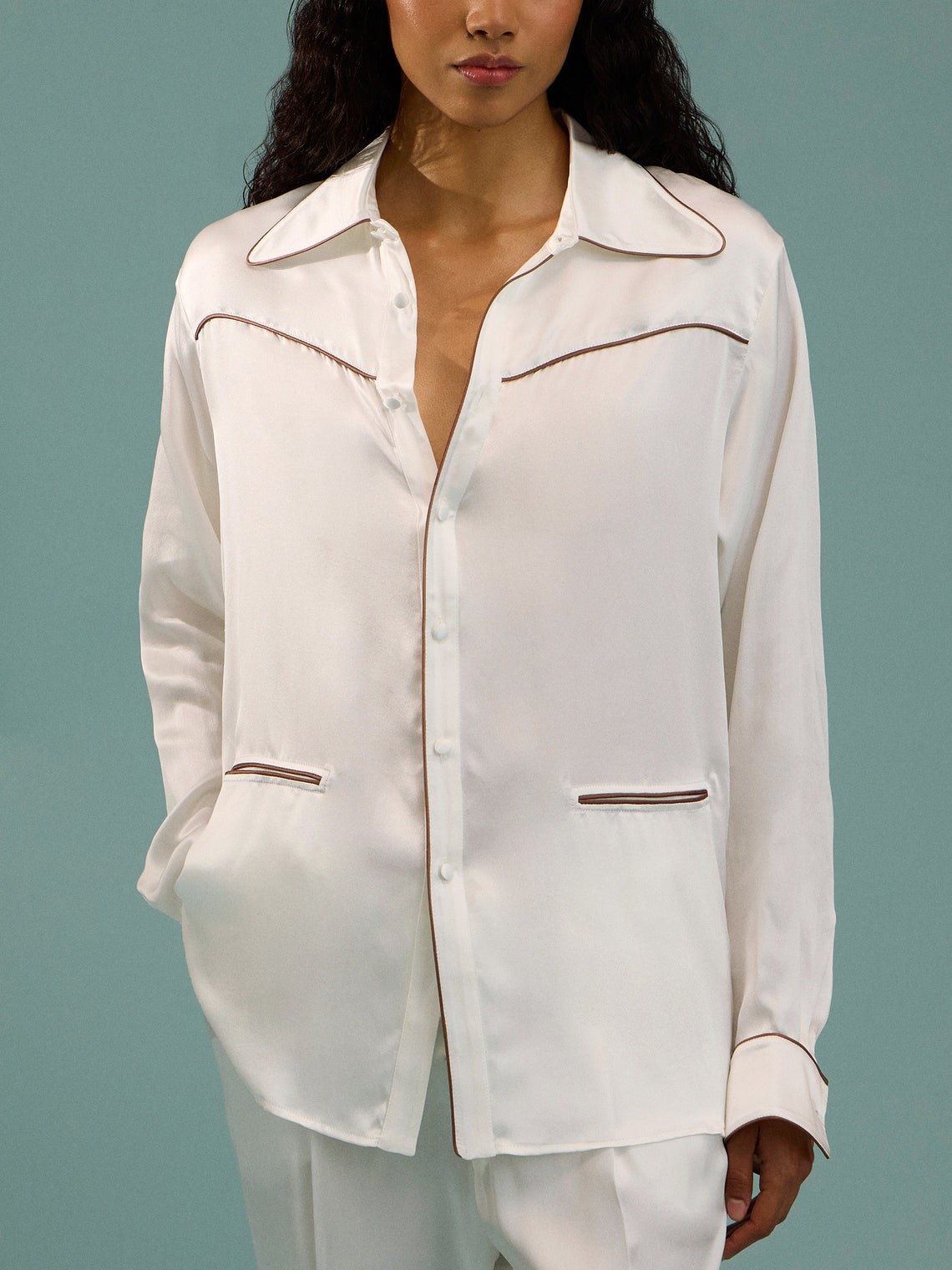 Dorso - Bandana Silk Pajama Set | Size: S - White - ABASK