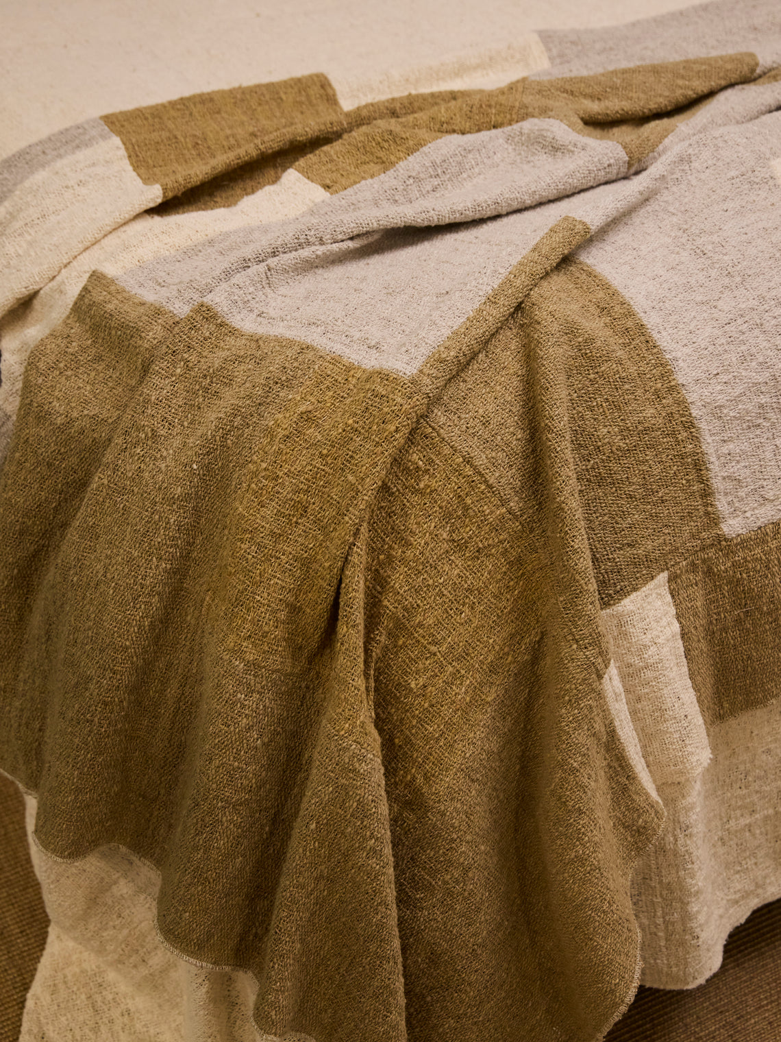 Valentina Hoyos - Hand-Dyed Patchwork Cotton Throw (106in/2.7m) - Natural - ABASK