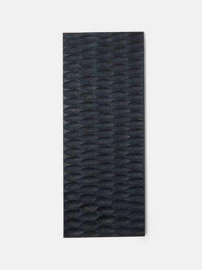 Mori Kougei - Tsuki-Jiri Indigo-Dyed Oak Sushi Plate (12in/30cm) - Black - ABASK - 