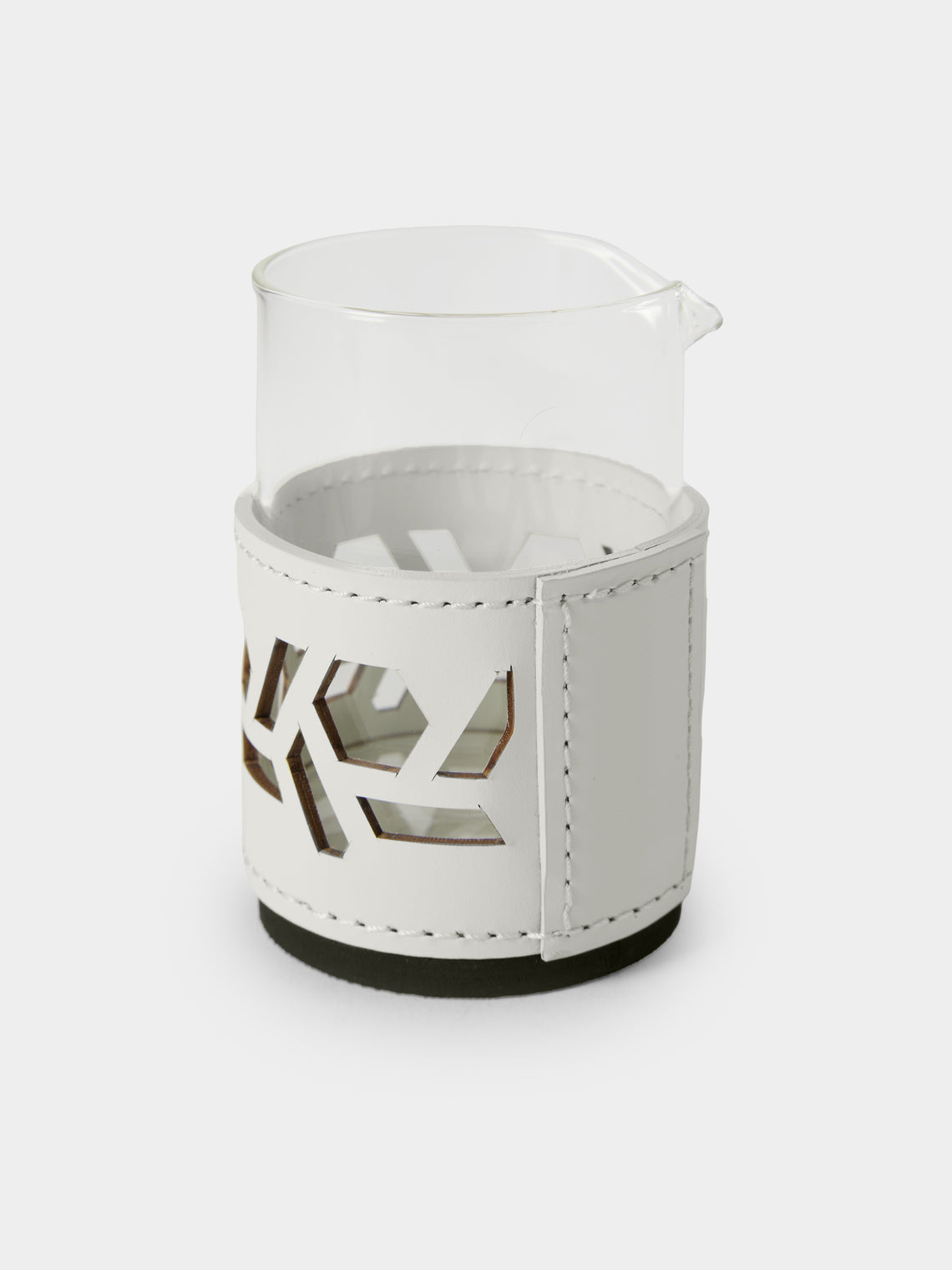 RUDI - Fiordaliso Glass and Leather Milk Jug - White - ABASK