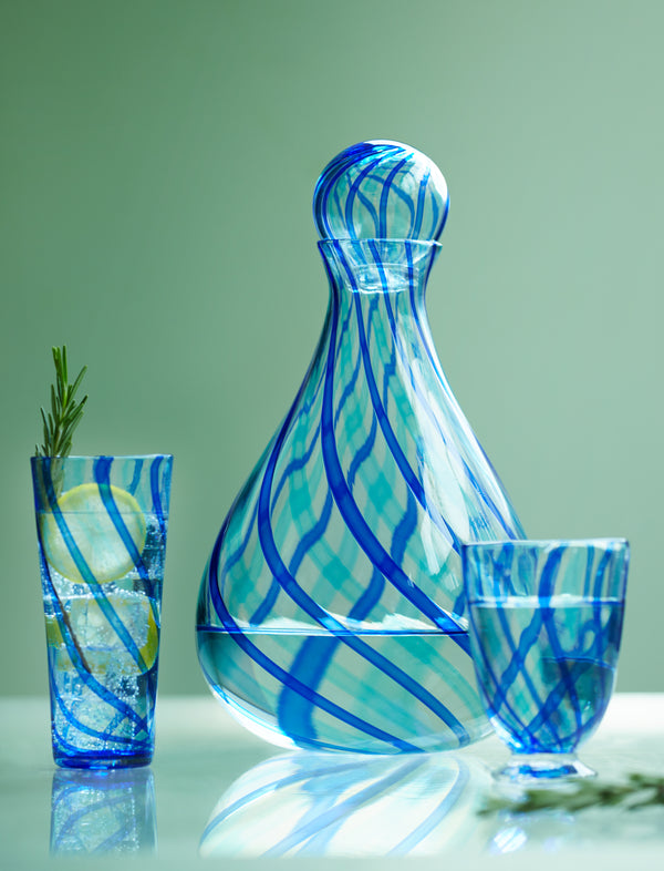 Emsie Sharp - Hand-Blown Glass Striped Decanter -  - ABASK