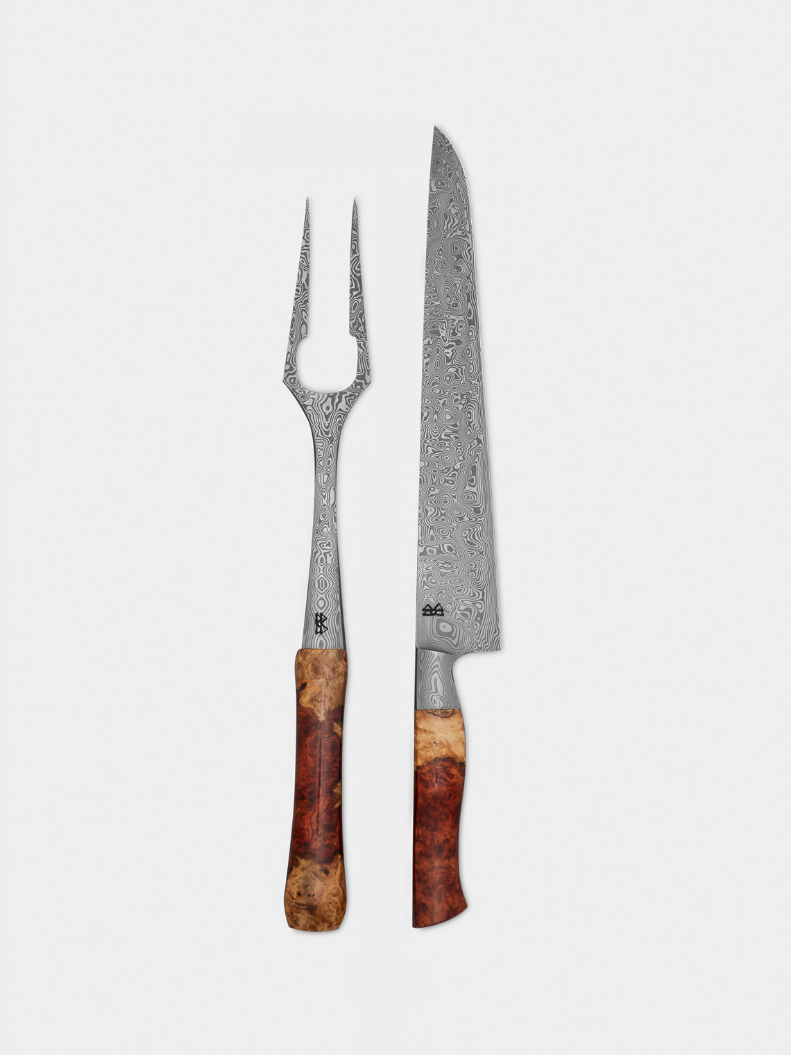 Bodman Blades - Hand-Forged Damascus Steel and Burl Carving Set -  - ABASK - 