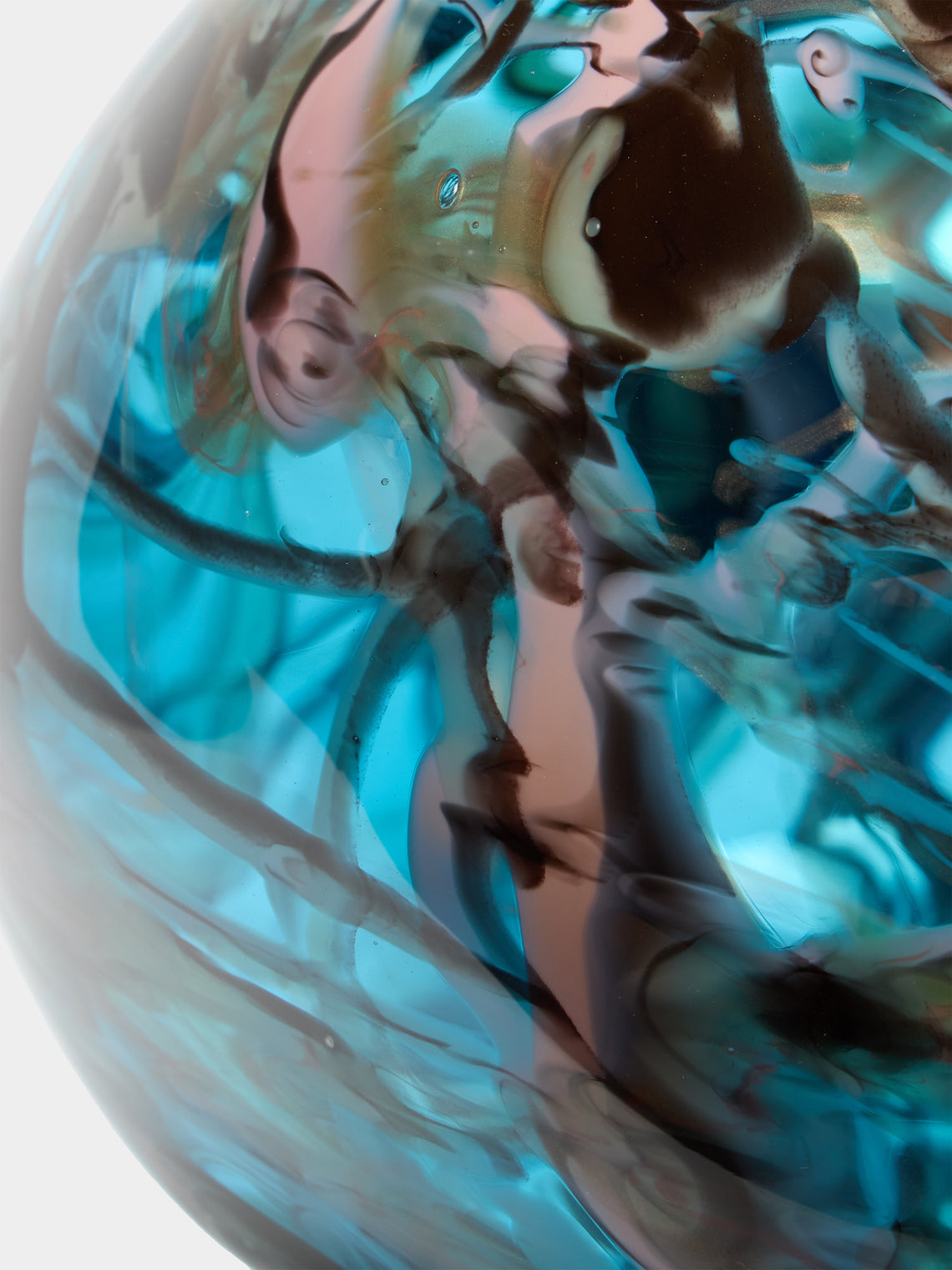 Martyn Thompson Studio - Penny Swirl Hand-Blown Glass Vase (13.5in/34cm) - Blue - ABASK