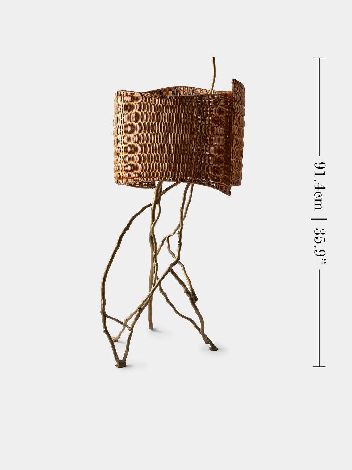Viya - Majuli Brass and Handwoven Cane Table Lamp - Brass - ABASK