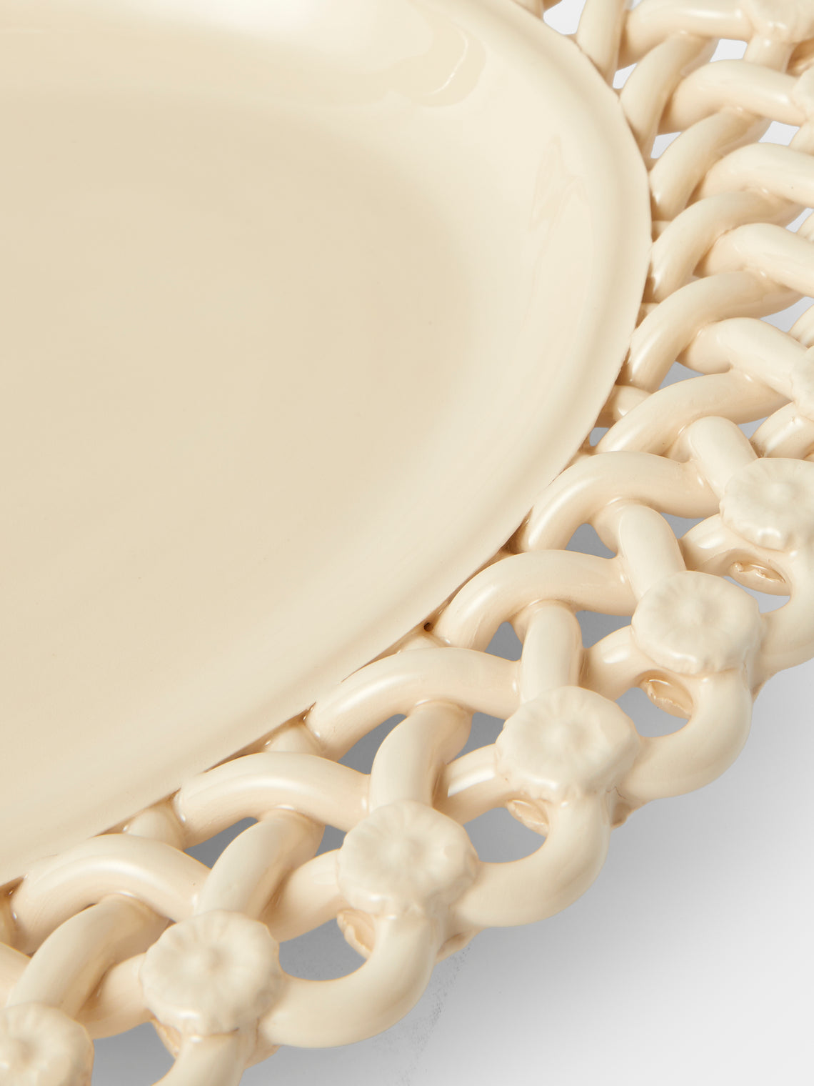 Maison Pichon Uzès - Meleia Hand-Glazed Ceramic Braided Platter - White - ABASK