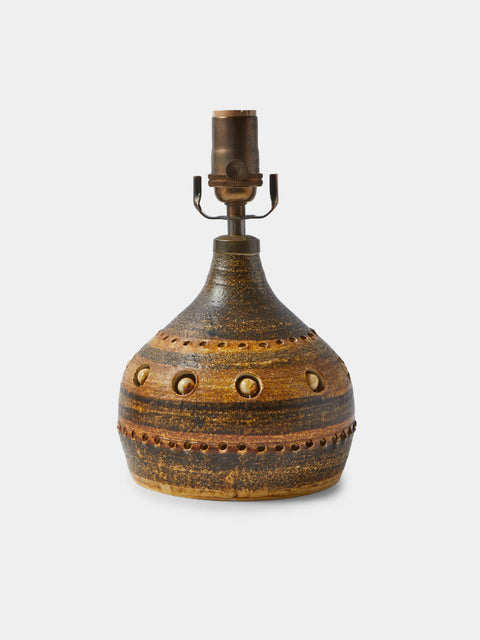 Antique and Vintage - 1960s Georges Pelletier Ceramic Table Lamp - Brown - ABASK - 