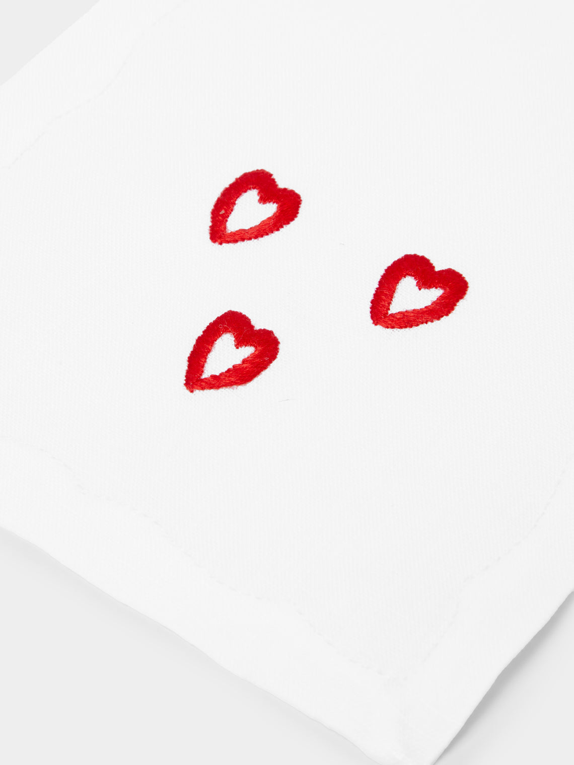 Taf Firenze - Line Heart Hand-Embroidered Cocktail Napkins (Set of 6) -  - ABASK