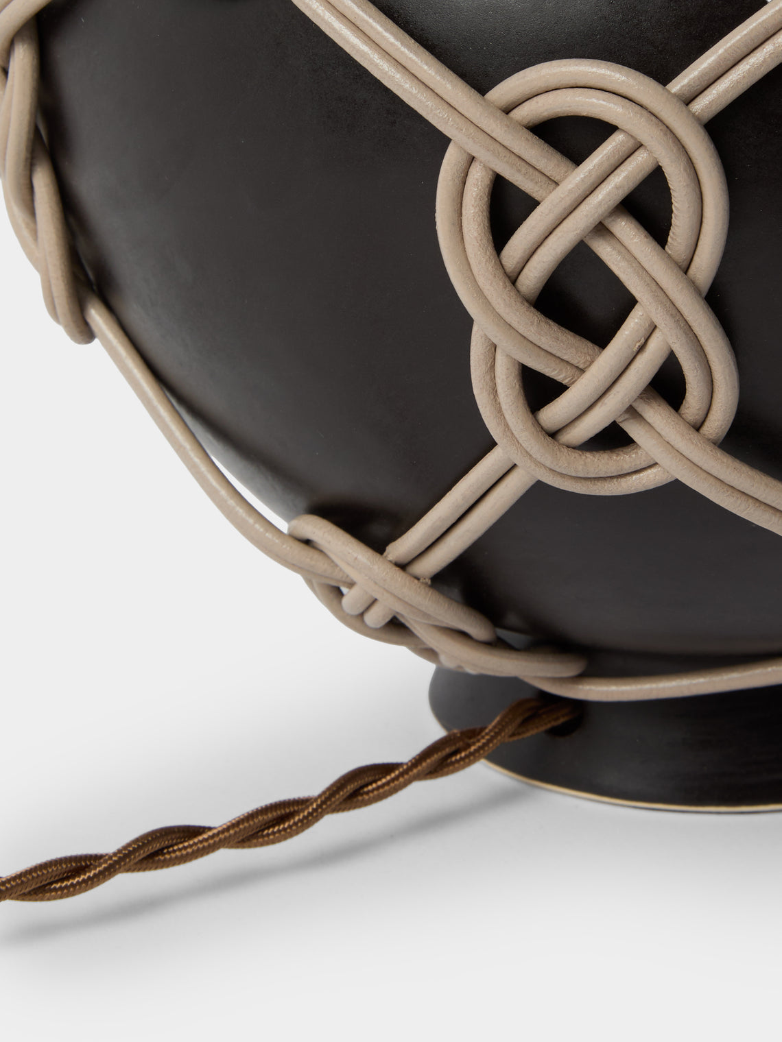 Aimee Betts - Orb Earthenware and Leather Table Lamp - Black - ABASK