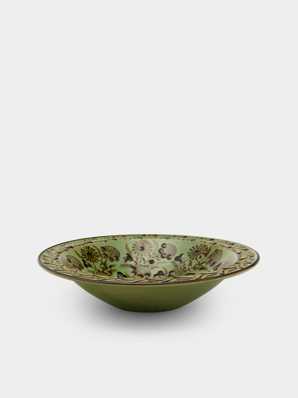 Poterie d’Évires - Flowers Hand-Painted Ceramic Serving Bowl - Green - ABASK - 