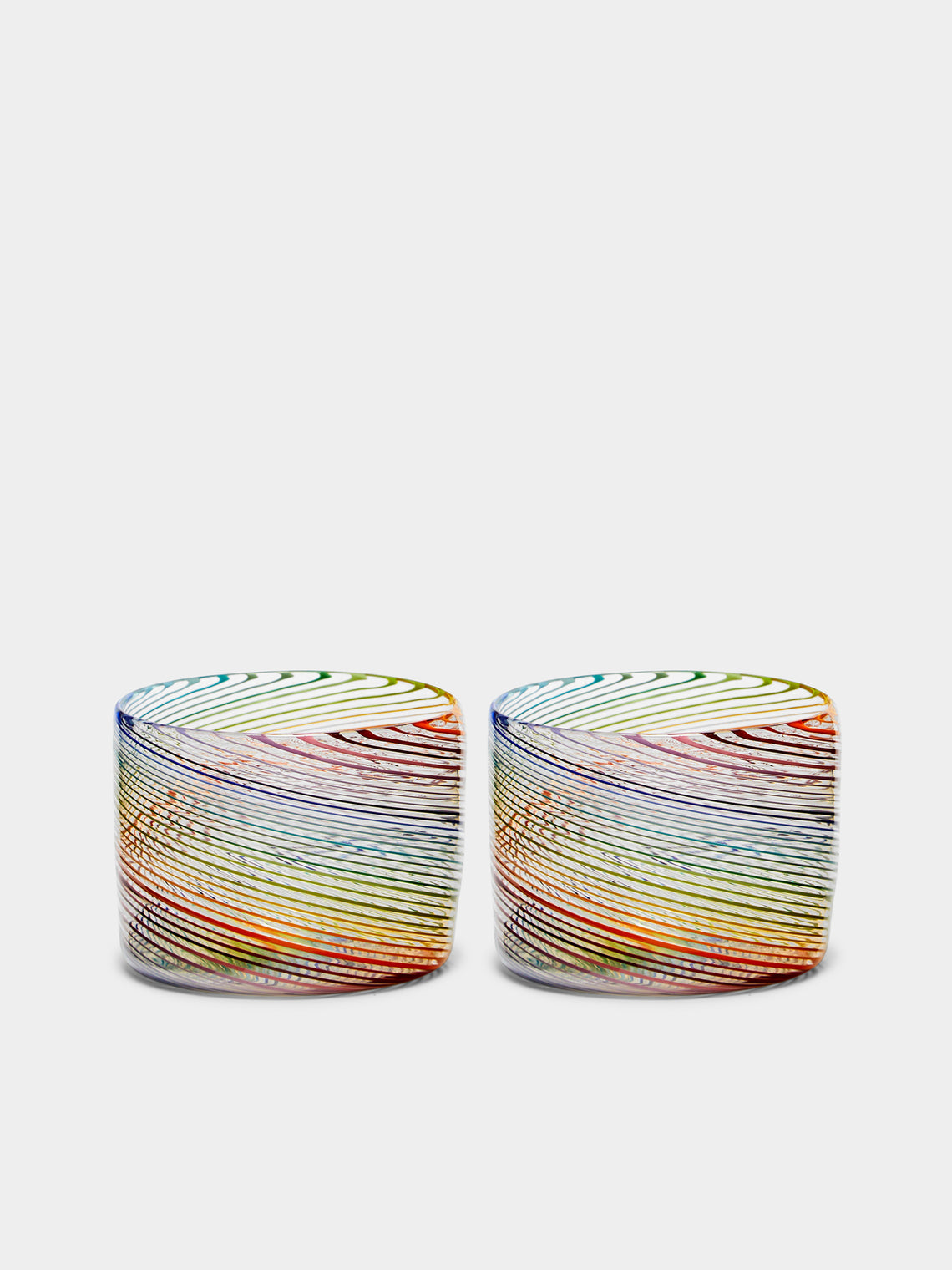 Twist Filigrane Hand-Blown Glass Short Tumblers (Set of 2)