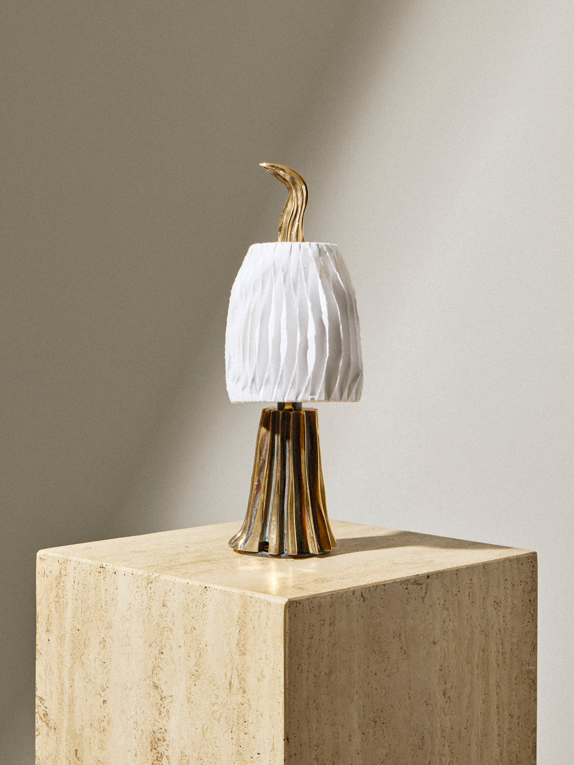 Studio Palatin - Surculus Hand-Cast Bronze and Hosho Paper Mini Portable Table Lamp - Bronze - ABASK
