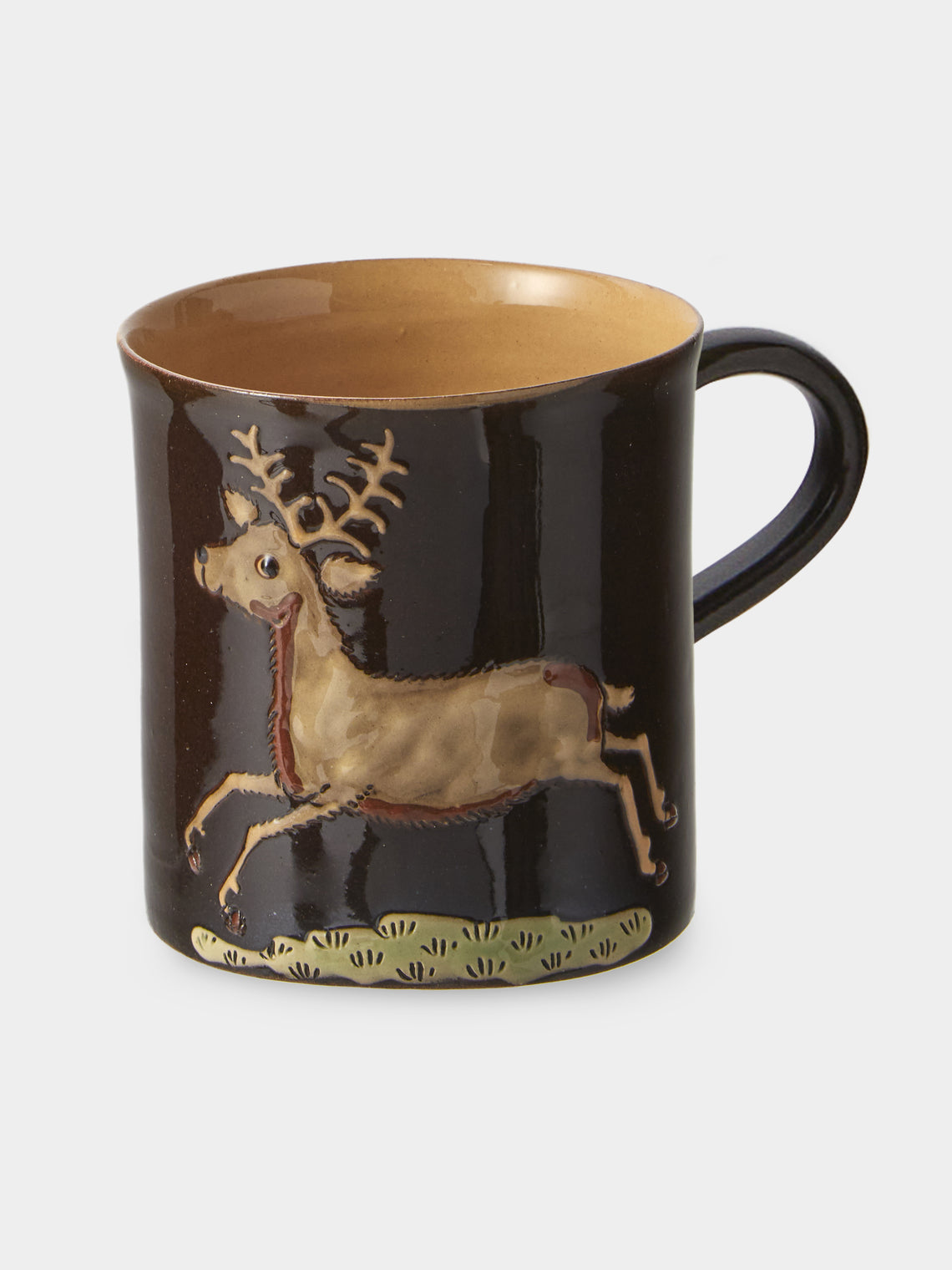 Poterie d’Évires - Animals Hand-Painted Ceramic Mugs (Set of 4) - Dark Brown - ABASK
