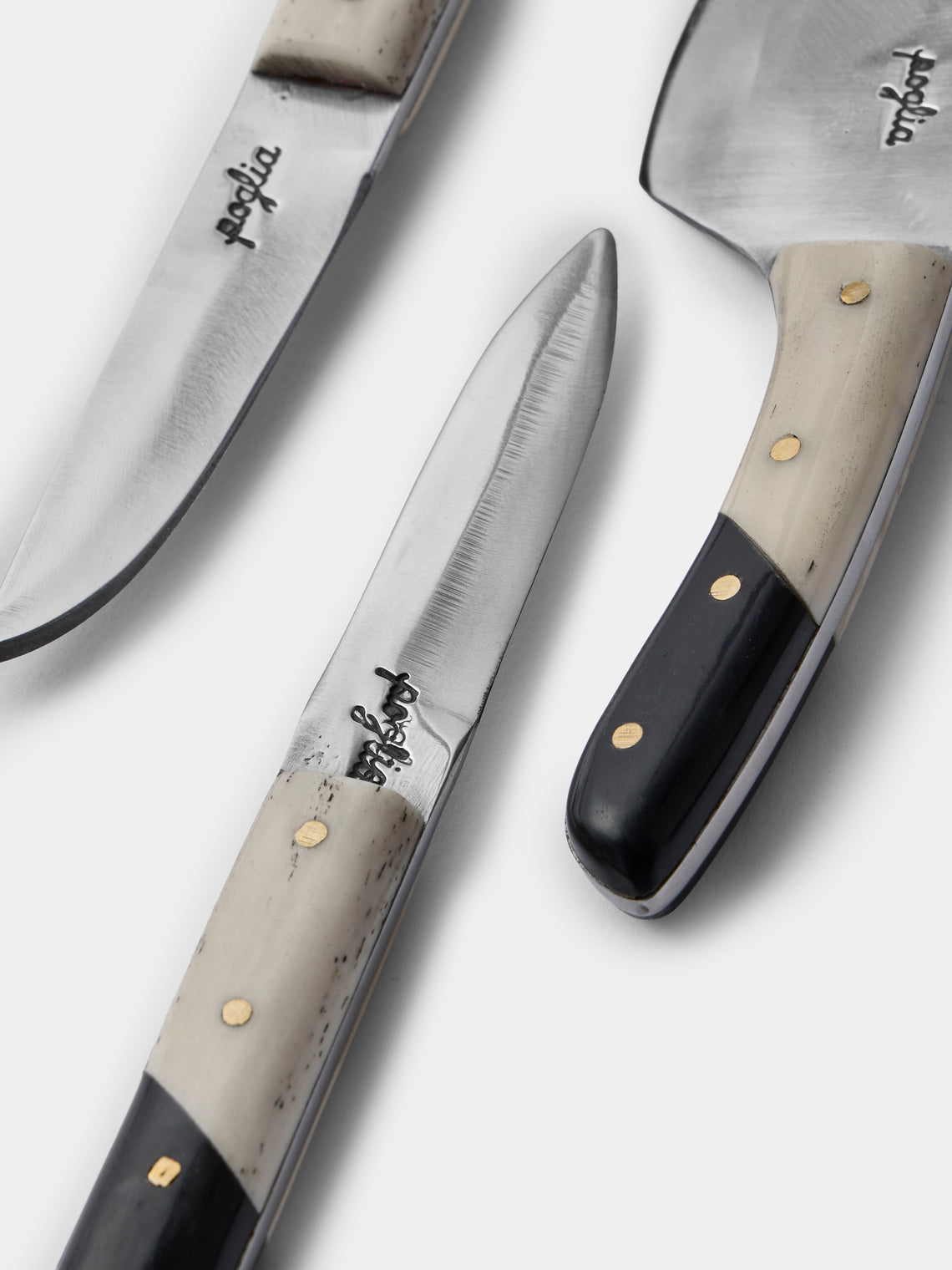 Poglia - | Set of 3 | Horn and Bone Cheese Knives - Black - ABASK