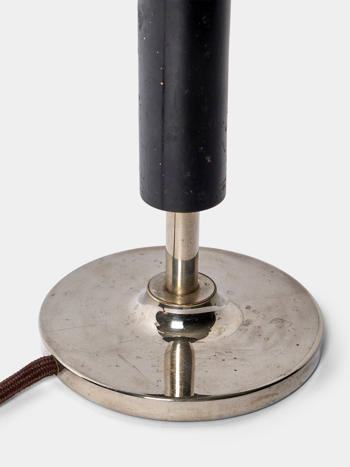 Antique and Vintage - 1930s Swedish Nickel and Ebony Table Lamp - Silver - ABASK