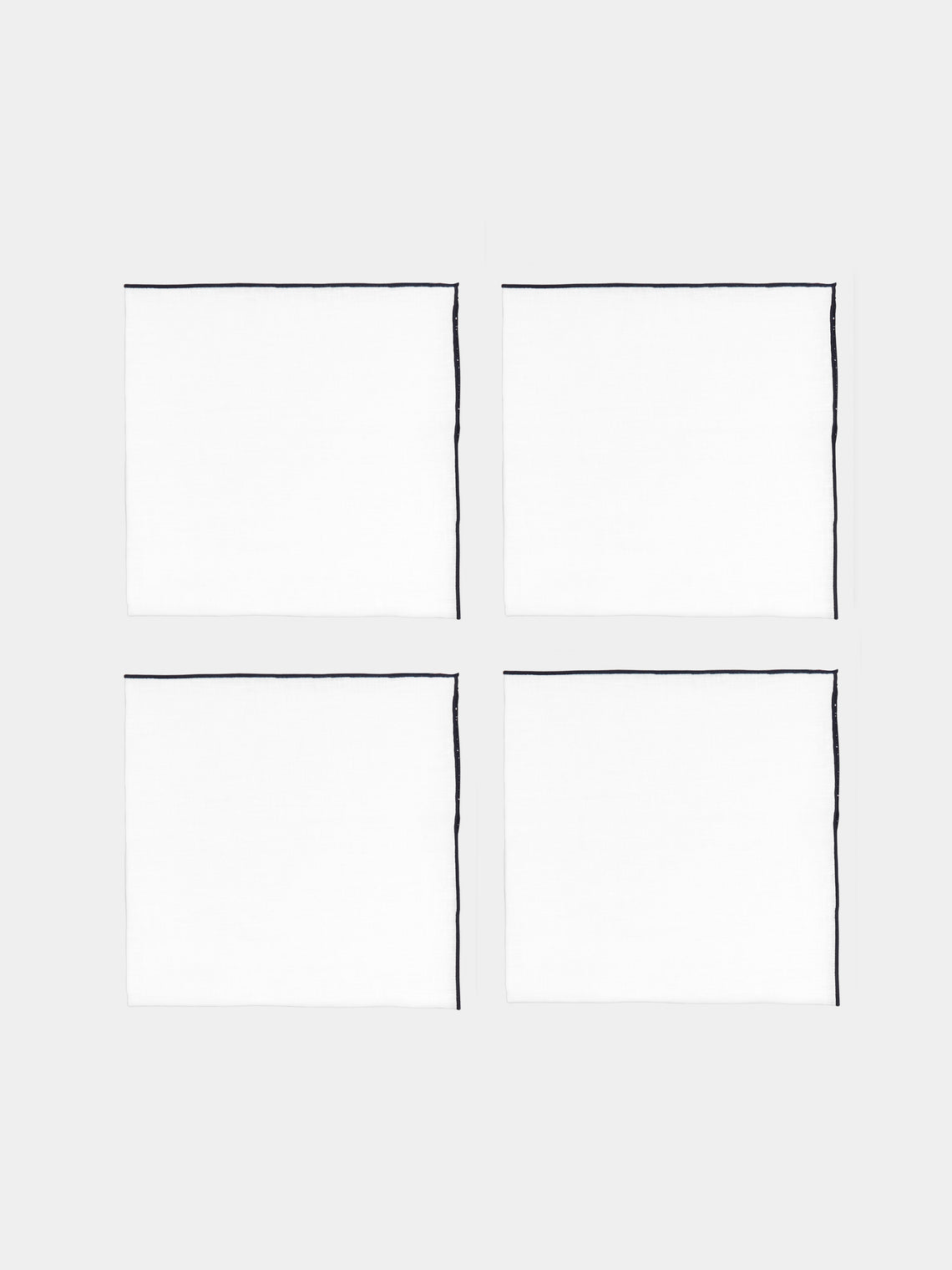 Madre Linen - Hand-Dyed Linen Contrast-Edge Napkins (Set of 4) - White - ABASK