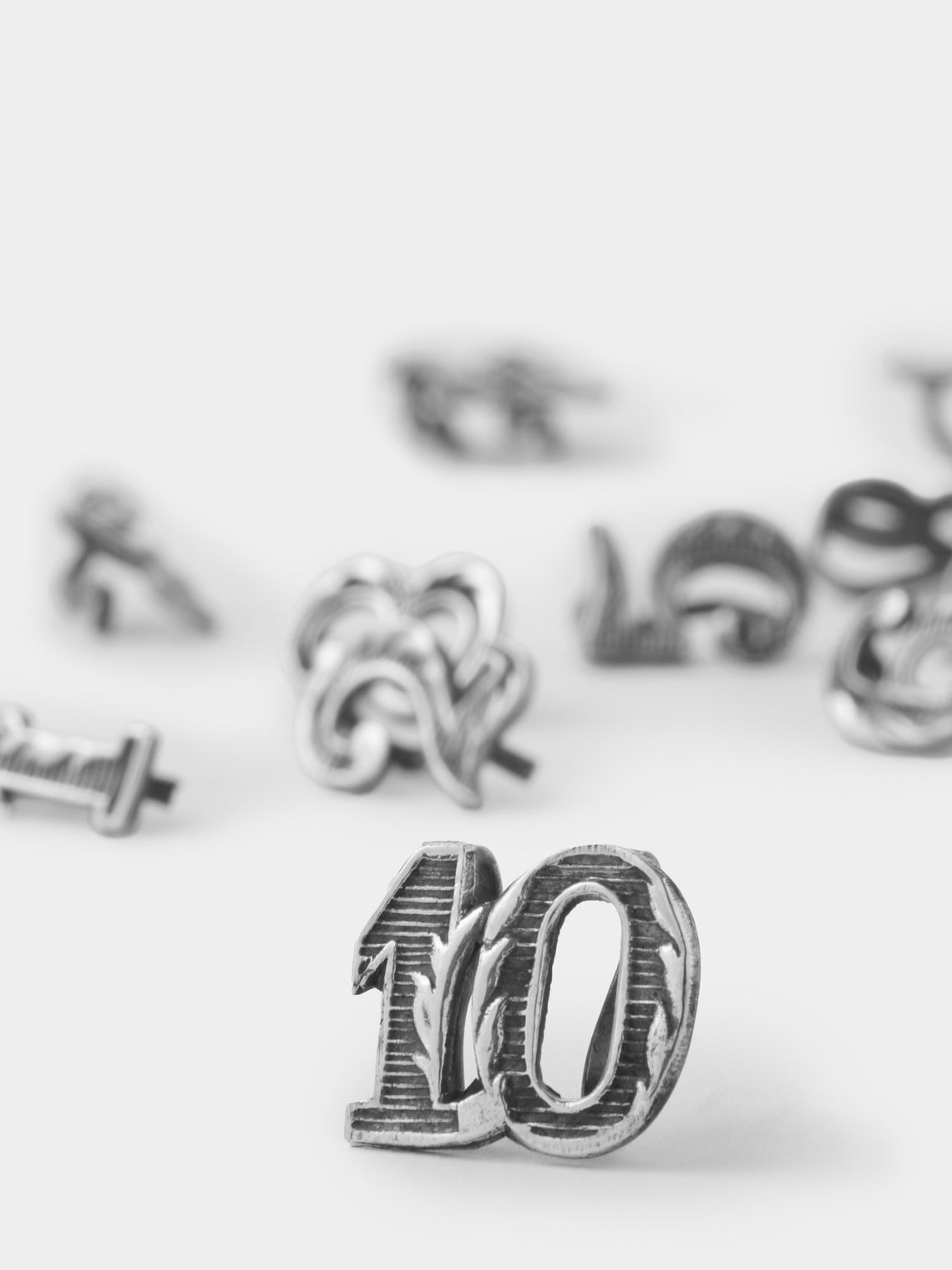 Antique and Vintage - 1915 Sterling Silver Numbered Glass Toppers (Set of 12) - Silver - ABASK