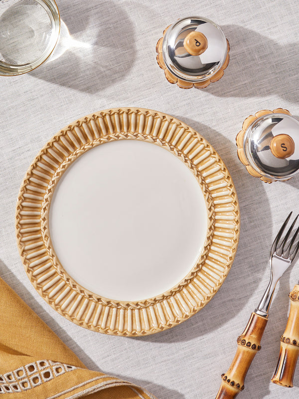 Tessalume Ceramiche - Wicker Hand-Painted Ceramic Dessert Plates (Set of 4) - White - ABASK