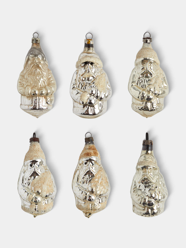 Antique and Vintage - Early-20th-Century Father Christmas Glass Baubles (Set of 6) - Silver - ABASK - 