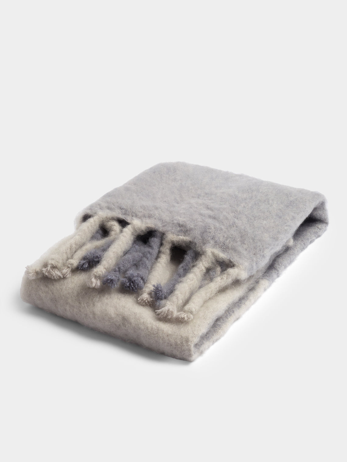 Lena Rewell - Kallio Handwoven Mohair Throw (72in/1.8m) - Gray - ABASK