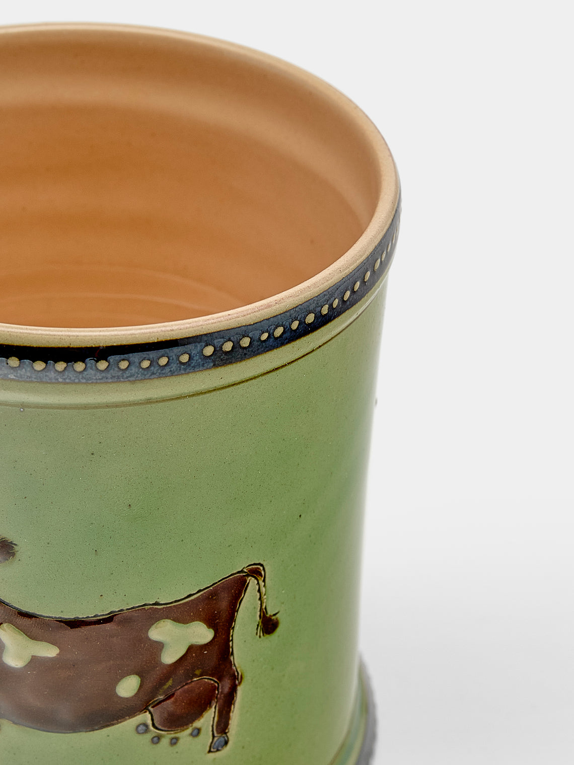 Poterie d’Évires - Cows Hand-Painted Ceramic Small Lidded Jar - Green - ABASK