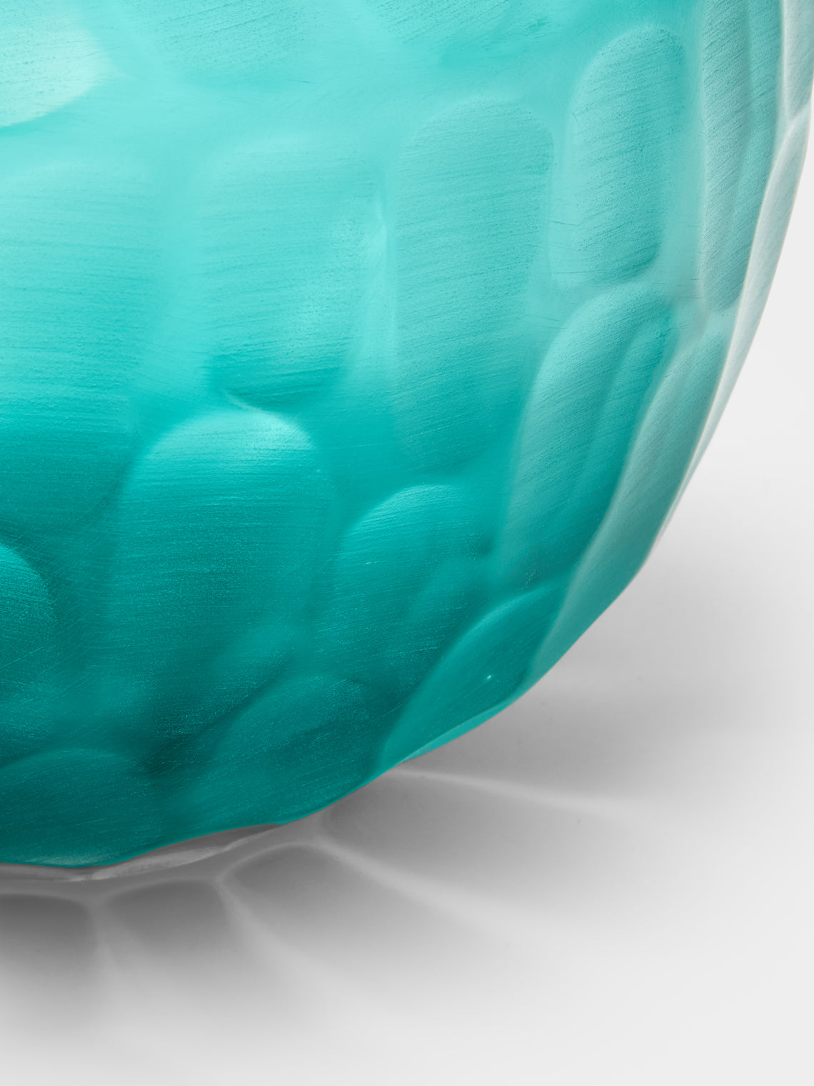 Micheluzzi Glass - Goccia Acqua Bamboo Hand-Blown Murano Glass Vase (7in/18cm) - Blue - ABASK