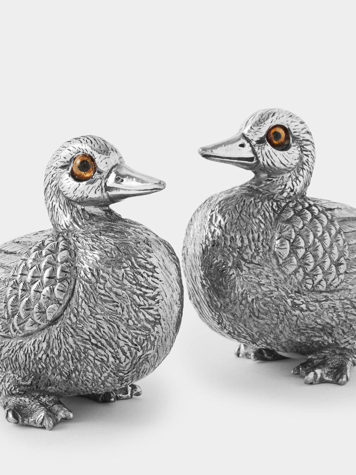 Au Bain Marie - | Set of 2 | Duck Pewter Salt and Pepper Shakers - Silver - ABASK