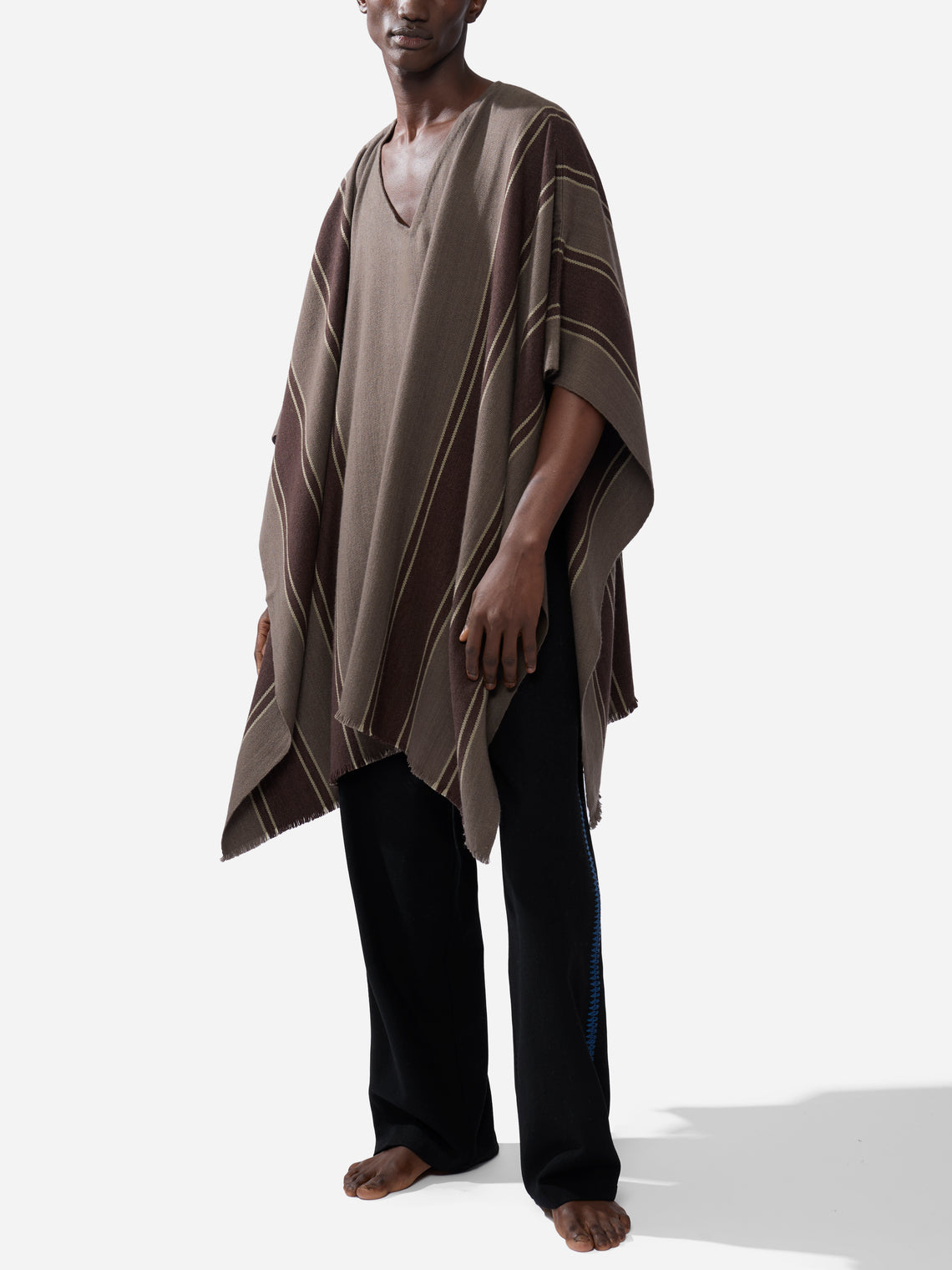 Denis Colomb - Men's Cashmere Asymmetric Poncho | One Size - Gray - ABASK