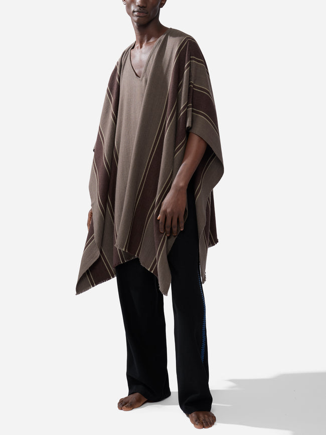 Denis Colomb - Men's Cashmere Asymmetric Poncho | One Size - Gray - ABASK
