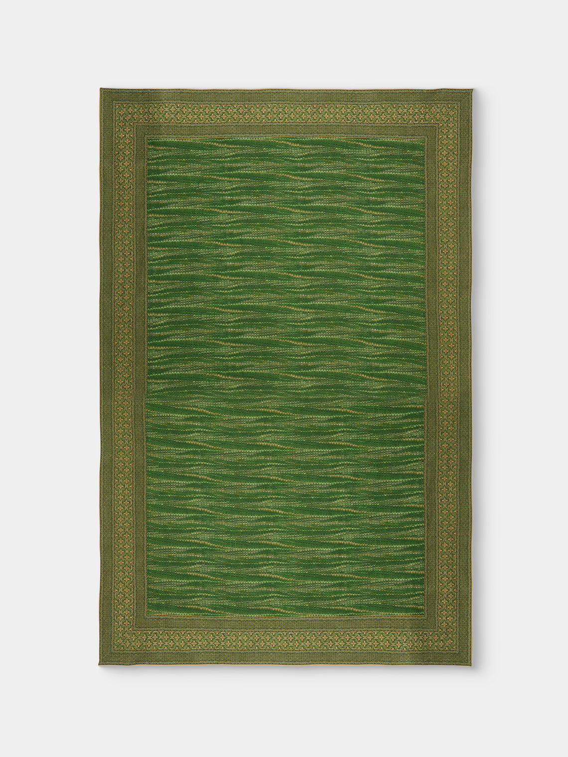 D'Ascoli - Niniane Printed Linen Rectangular Tablecloth (138in/3.5m) - Green - ABASK