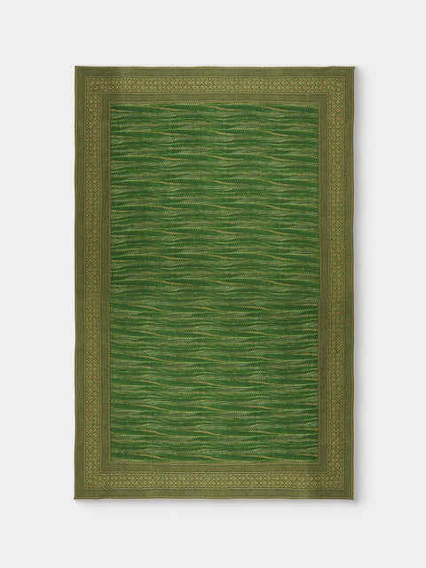 D'Ascoli - Niniane Printed Linen Rectangular Tablecloth (138in/3.5m) - Green - ABASK