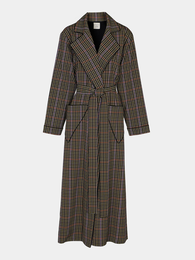 Emilia Wickstead - Georgette Houndstooth Robe - Brown - ABASK - 