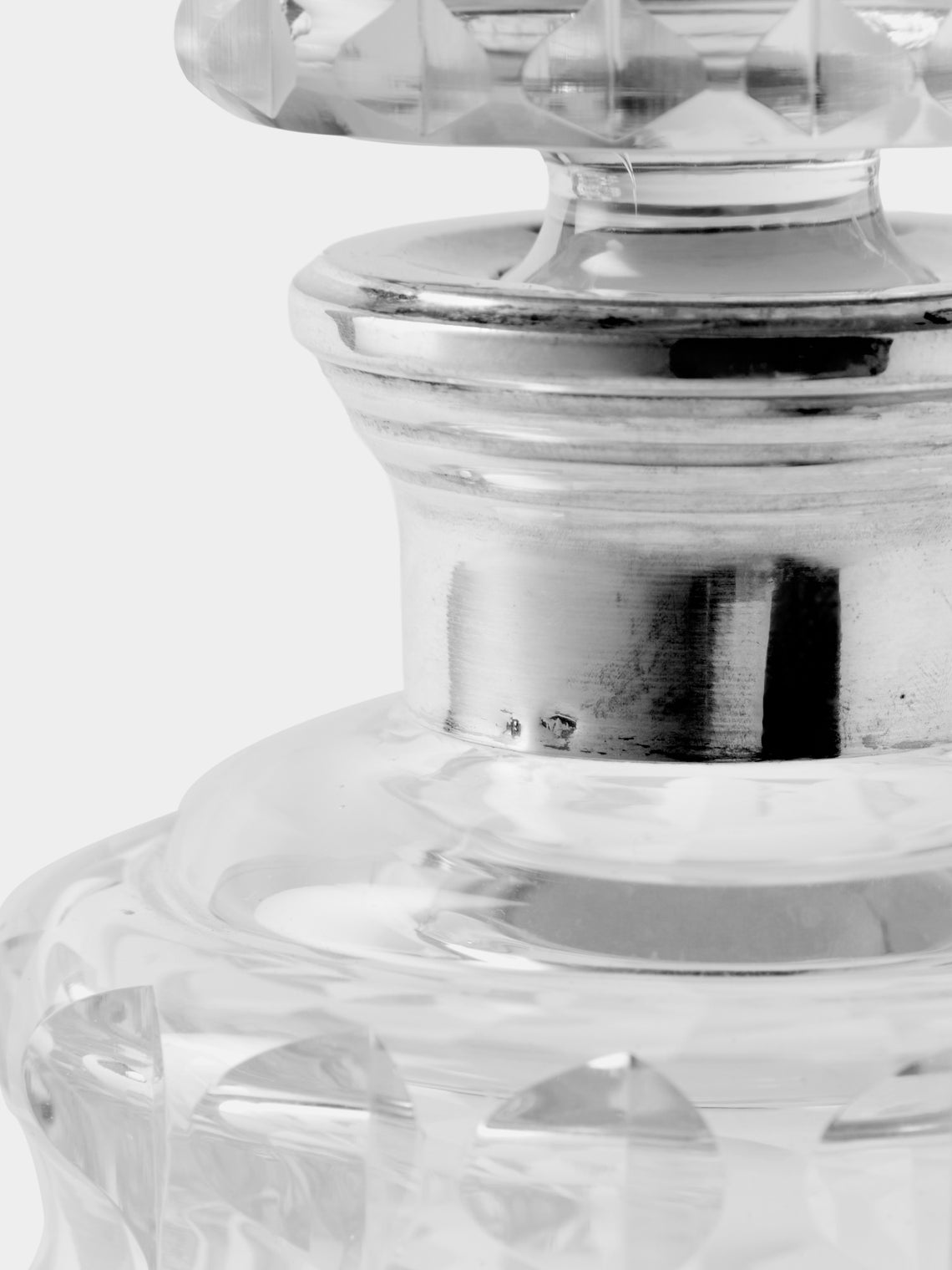 Antique and Vintage - 1930s Art Deco Crystal and Solid Silver Decanters (Set of 2) - Clear - ABASK