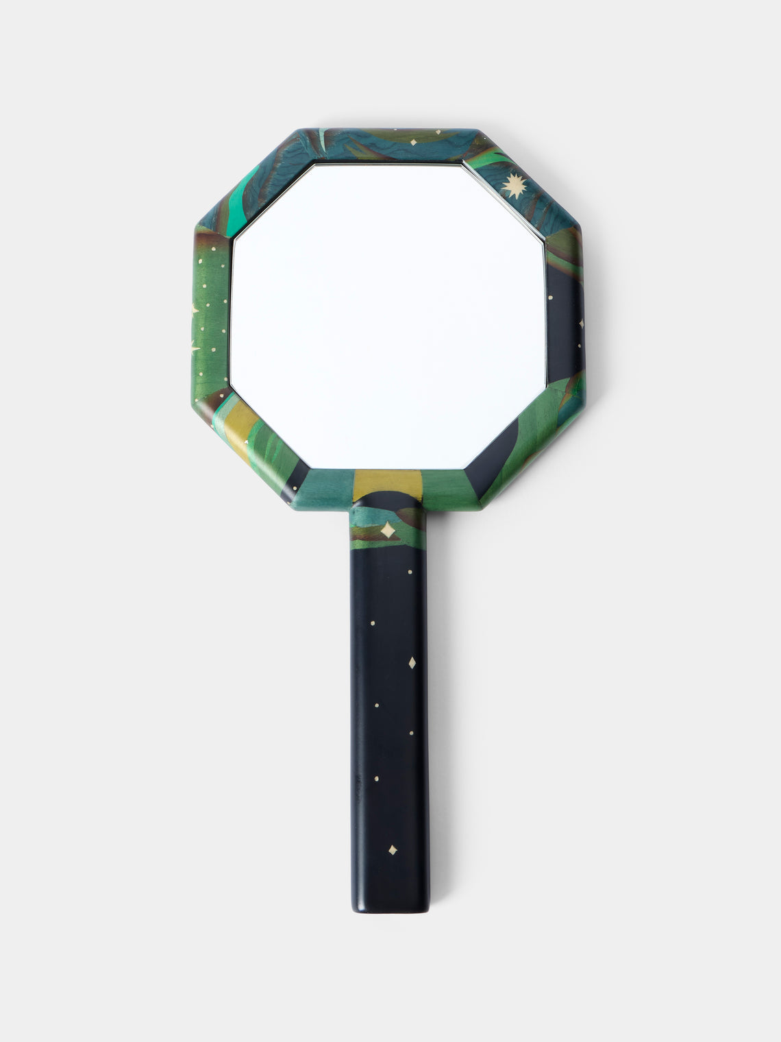 Silvia Furmanovich - Elphaba Sky Marquetry Wood Hand Mirror - Multiple - ABASK - 