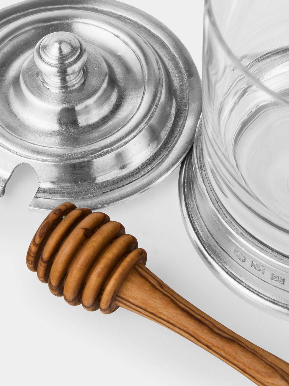 Cosi Tabellini - Sirmione Pewter Honey Pot with Drizzler - Silver - ABASK