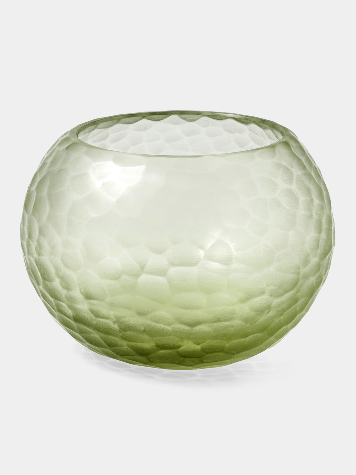 Micheluzzi Glass - Bocia Verdino Diamante Hand-Blown Murano Glass Vase (5.5in/14cm) - Green - ABASK - 