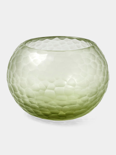 Micheluzzi Glass - Bocia Verdino Diamante Hand-Blown Murano Glass Vase (5.5in/14cm) - Green - ABASK - 