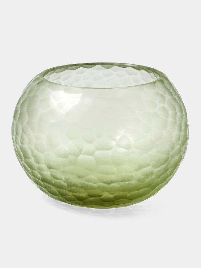 Micheluzzi Glass - Bocia Verdino Diamante Hand-Blown Murano Glass Vase (5.5in/14cm) - Green - ABASK - 