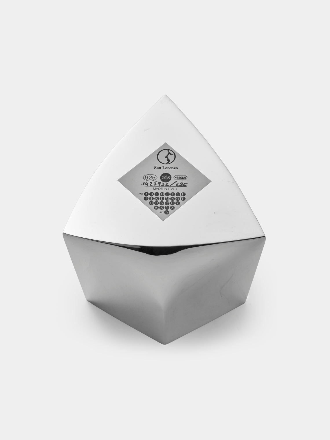 San Lorenzo - 1971 Afra and Tobia Scarpa Polygonal Sterling Silver Vase (4in/10cm) - Silver - ABASK