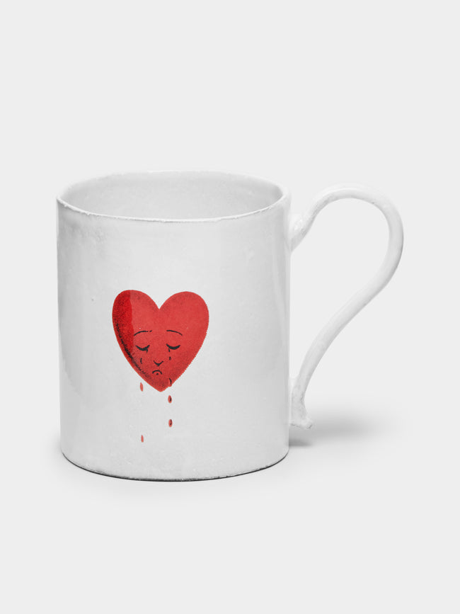 Astier de Villatte - Crying Heart Hand-Glazed Ceramic Mug (Set of 2) - White - ABASK- 