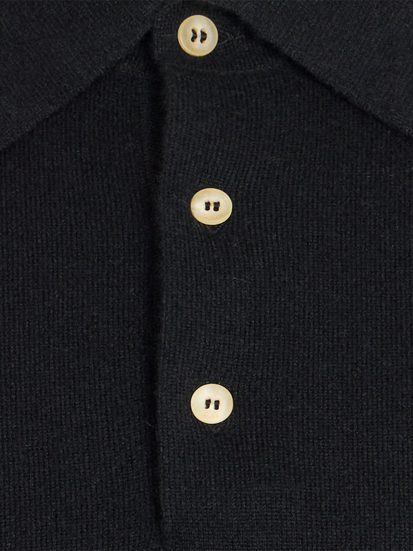 Arch4 - Chapman Baby Goat Cashmere Long-Sleeved Polo Top | Size: M - Black - ABASK